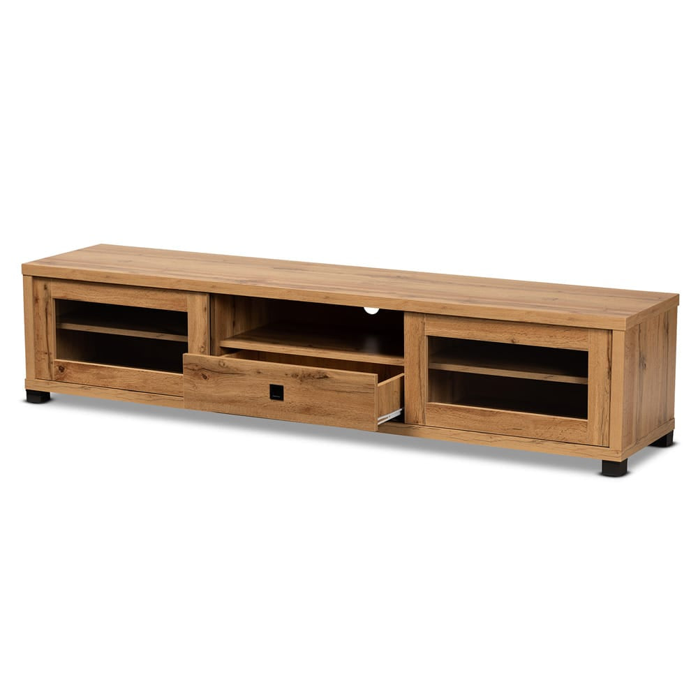 Baxton Studio - Beasley TV Stand in Oak Brown/Black - TV834180-Wotan Oak view 2