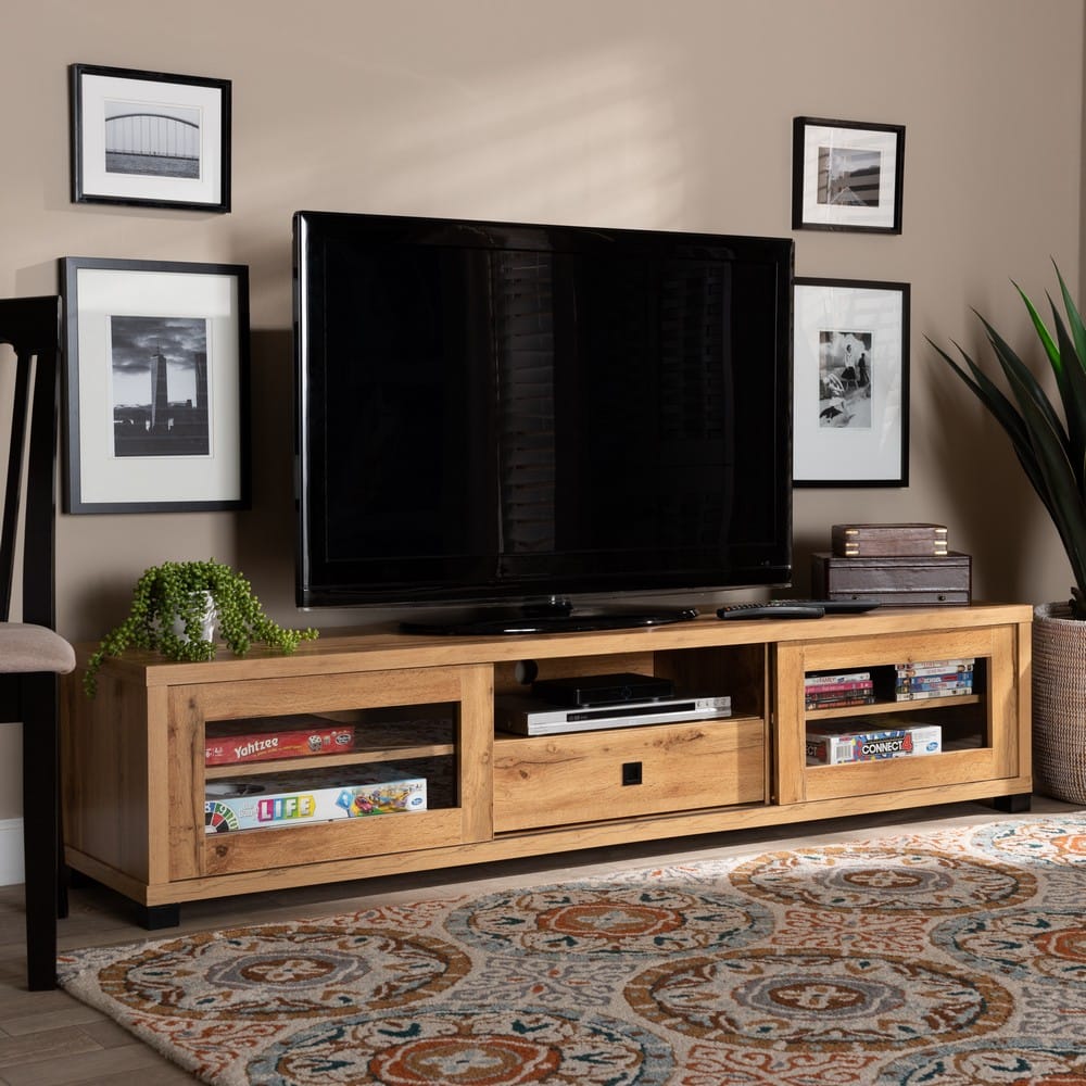 Baxton Studio - Beasley TV Stand in Oak Brown/Black - TV834180-Wotan Oak view 7