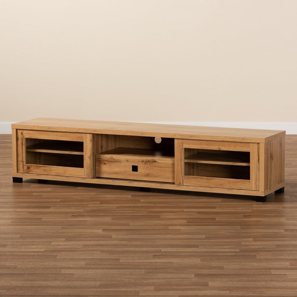 Baxton Studio - Beasley TV Stand in Oak Brown/Black - TV834180-Wotan Oak view 8