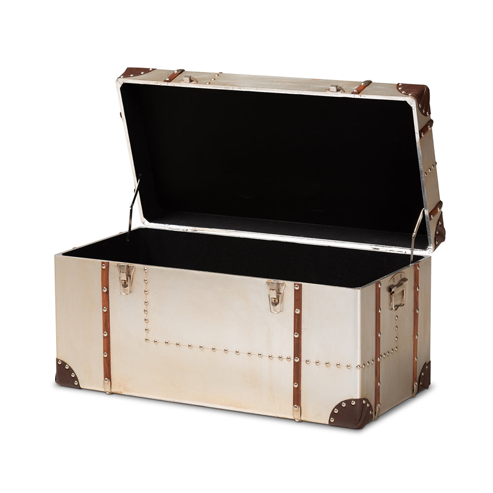 Baxton Studio - Bechet Ottoman in Silver - NCC2802M-Silver-Ottoman view 3