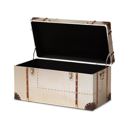 Baxton Studio - Bechet Ottoman in Silver - NCC2802M-Silver-Ottoman view 3