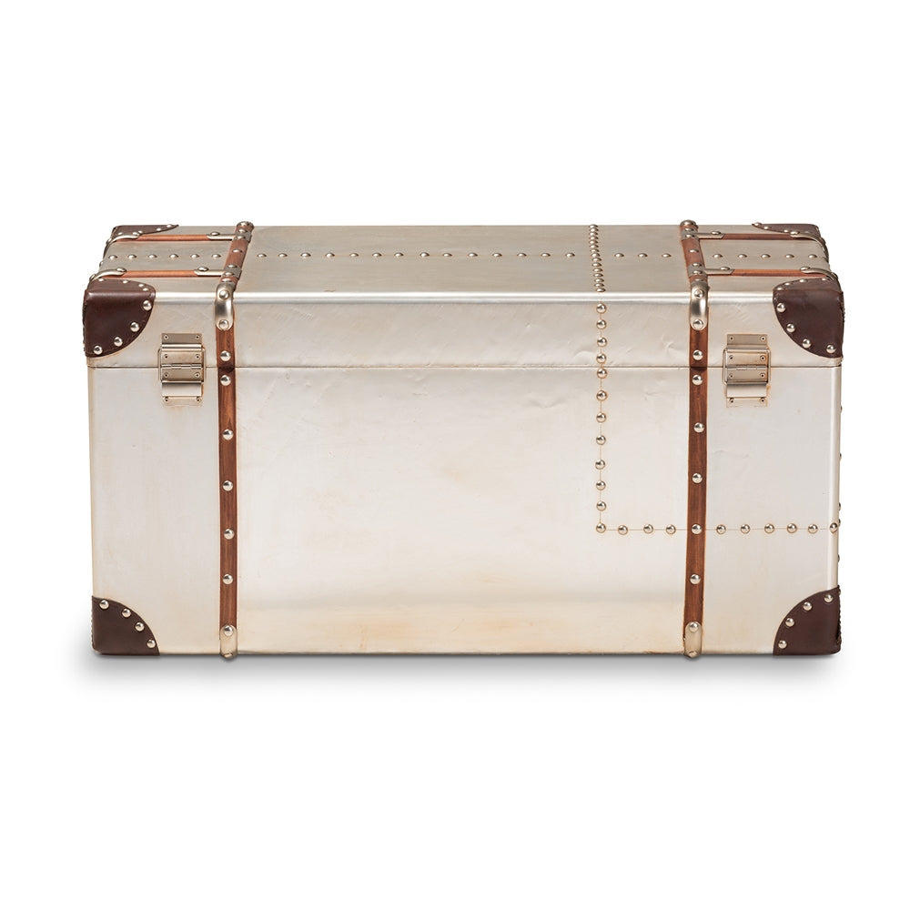 Baxton Studio - Bechet Ottoman in Silver - NCC2802M-Silver-Ottoman view 5