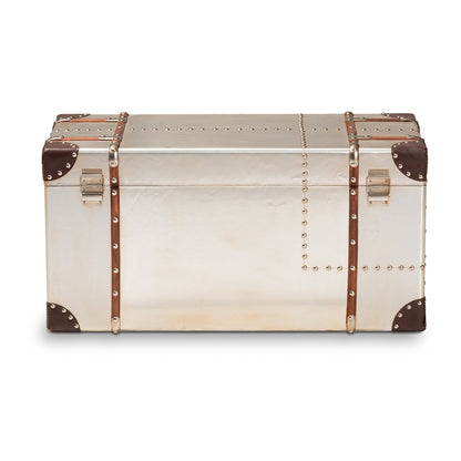 Baxton Studio - Bechet Ottoman in Silver - NCC2802M-Silver-Ottoman view 5