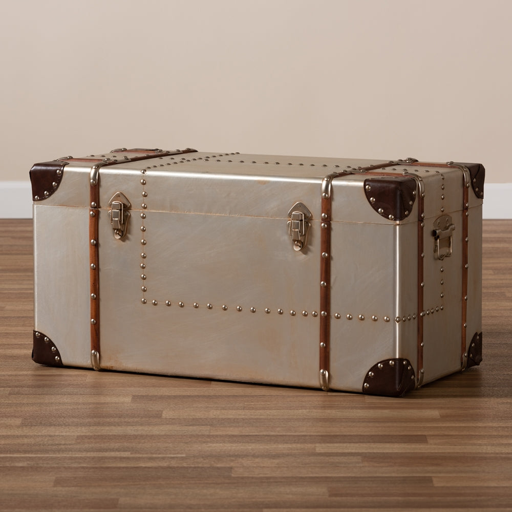 Baxton Studio - Bechet Ottoman in Silver - NCC2802M-Silver-Ottoman view 7