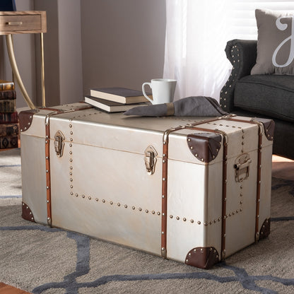 Baxton Studio - Bechet Ottoman in Silver - NCC2802M-Silver-Ottoman view 8