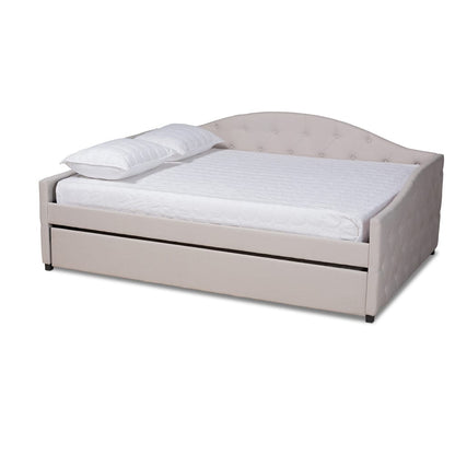 Baxton Studio - Becker Queen Size Daybed with Trundle in Beige/Black - Becker-Beige-Daybed-Q/T view 1