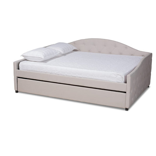 Baxton Studio - Becker Queen Size Daybed with Trundle in Beige/Black - Becker-Beige-Daybed-Q/T view 1