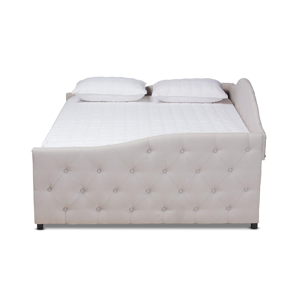 Baxton Studio - Becker Queen Size Daybed with Trundle in Beige/Black - Becker-Beige-Daybed-Q/T view 3