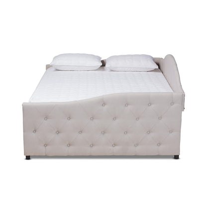 Baxton Studio - Becker Queen Size Daybed with Trundle in Beige/Black - Becker-Beige-Daybed-Q/T view 3
