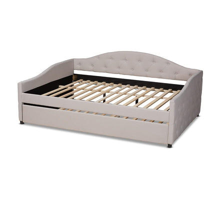 Baxton Studio - Becker Queen Size Daybed with Trundle in Beige/Black - Becker-Beige-Daybed-Q/T view 4