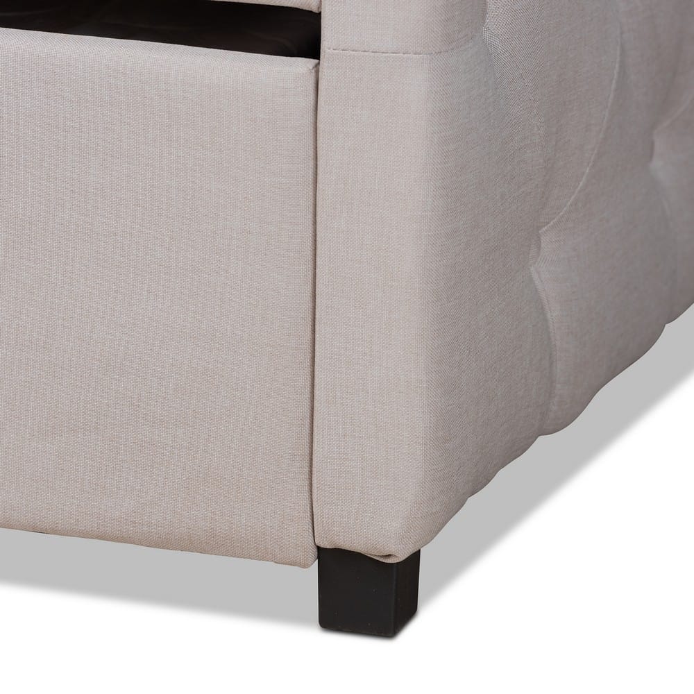 Baxton Studio - Becker Queen Size Daybed with Trundle in Beige/Black - Becker-Beige-Daybed-Q/T view 7