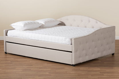 Baxton Studio - Becker Queen Size Daybed with Trundle in Beige/Black - Becker-Beige-Daybed-Q/T view 10