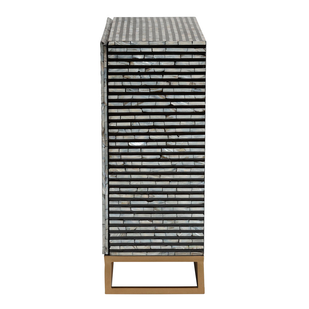 Baxton Studio - Belenus Storage Cabinet in Striped Black and Grey/Gold - F232-FT52-Cabinet view 4