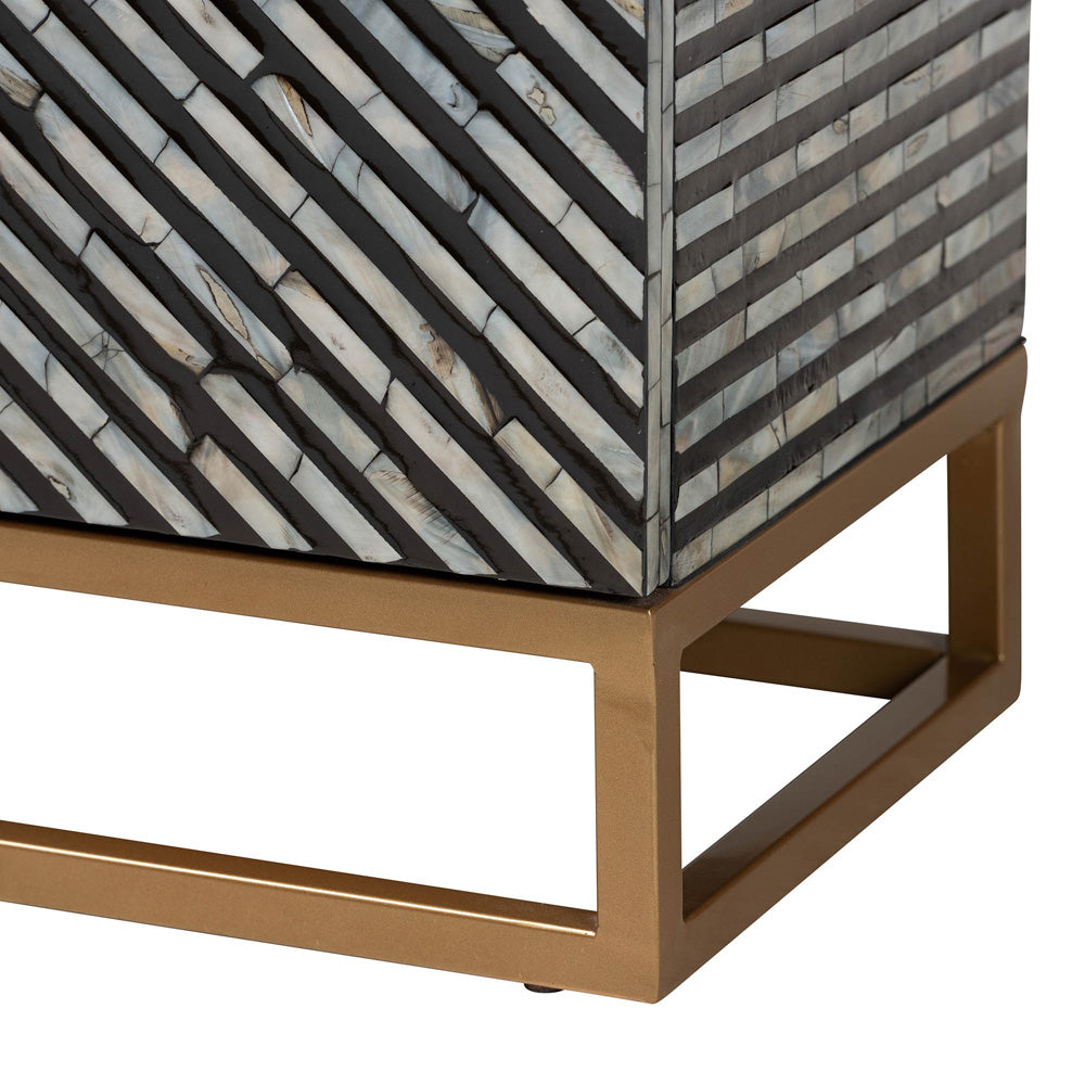 Baxton Studio - Belenus Storage Cabinet in Striped Black and Grey/Gold - F232-FT52-Cabinet view 5