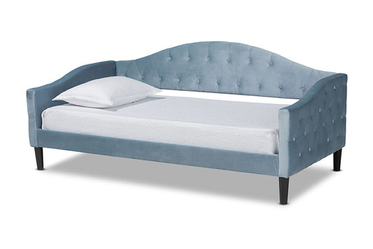 Baxton Studio - Benjamin Full Size Daybed - Benjamin-Light Blue Velvet-Daybed-Full view 1