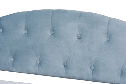 Baxton Studio - Benjamin Full Size Daybed - Benjamin-Light Blue Velvet-Daybed-Full view 4
