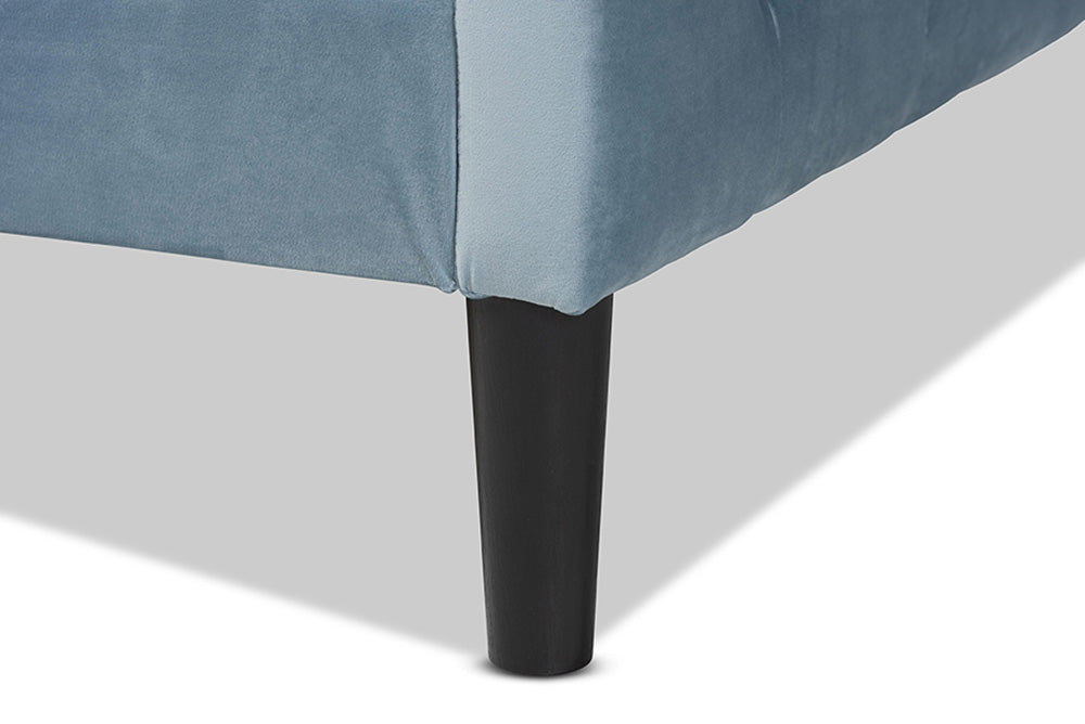 Baxton Studio - Benjamin Full Size Daybed - Benjamin-Light Blue Velvet-Daybed-Full view 6