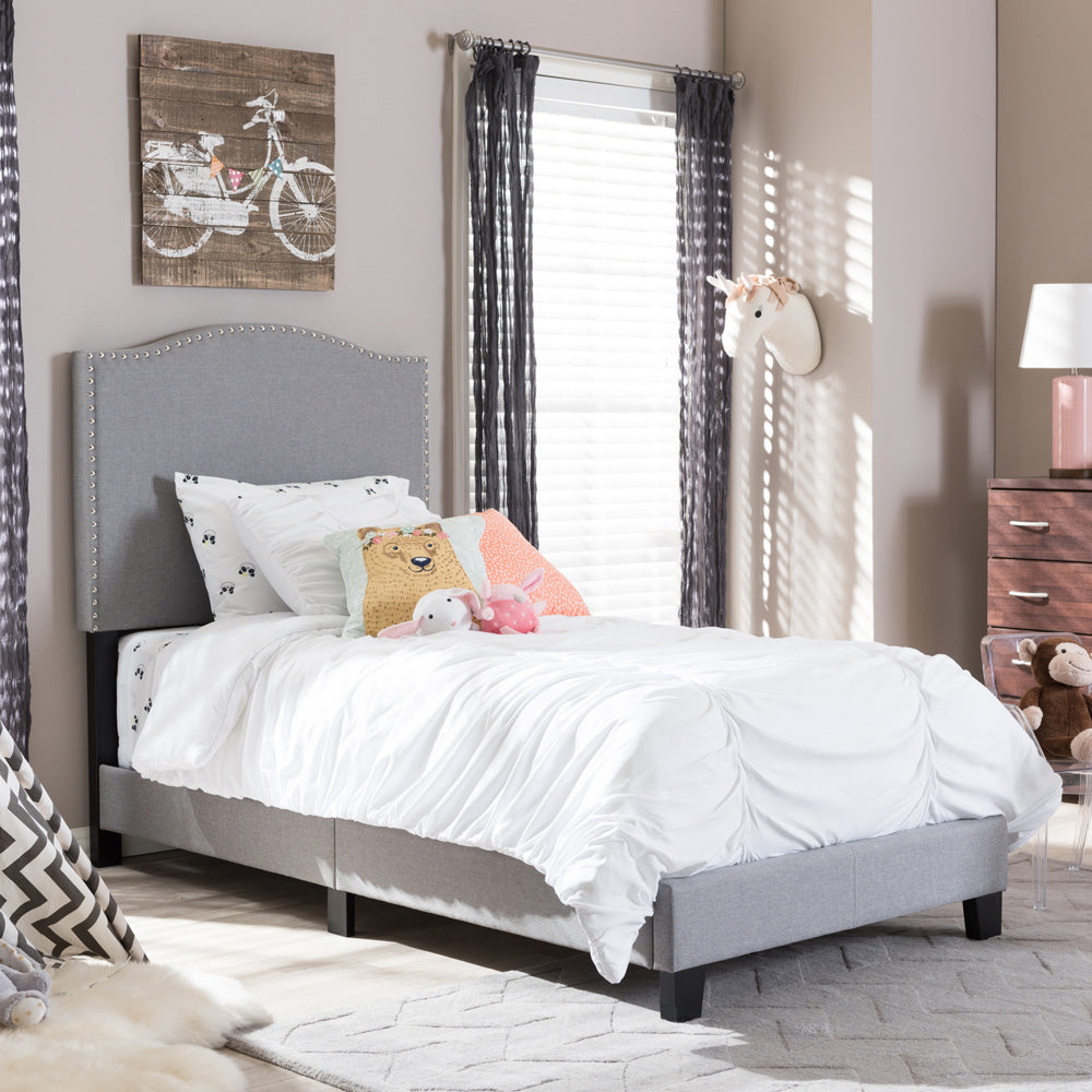 Baxton Studio - Benjamin Twin Size Bed in Grey - Benjamin-Twin-Grey view 5