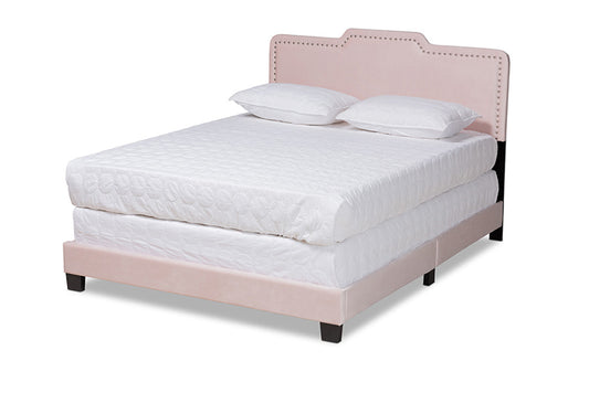 Baxton Studio - Benjen Queen Size Bed - CF9210C-Light Pink Velvet-Queen view 1