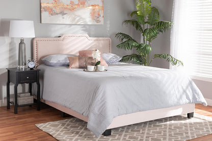Baxton Studio - Benjen Queen Size Bed - CF9210C-Light Pink Velvet-Queen view 5