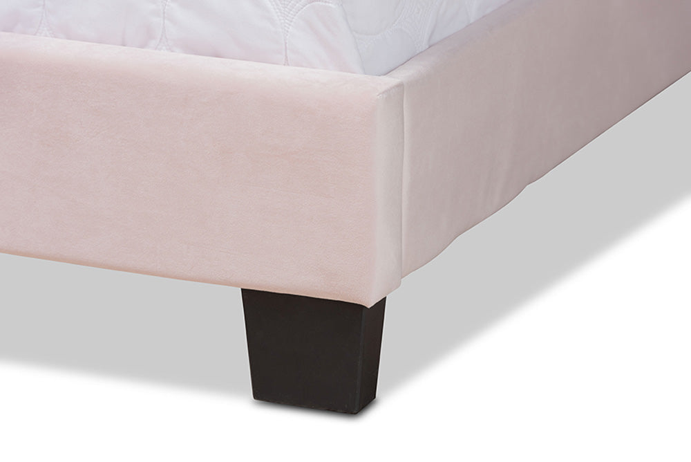 Baxton Studio - Benjen Queen Size Bed - CF9210C-Light Pink Velvet-Queen view 6