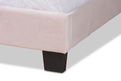 Baxton Studio - Benjen Queen Size Bed - CF9210C-Light Pink Velvet-Queen view 6