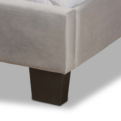 Baxton Studio - Benjen Queen Size Bed in Grey/Black - CF9210C-Grey Velvet-Queen view 5