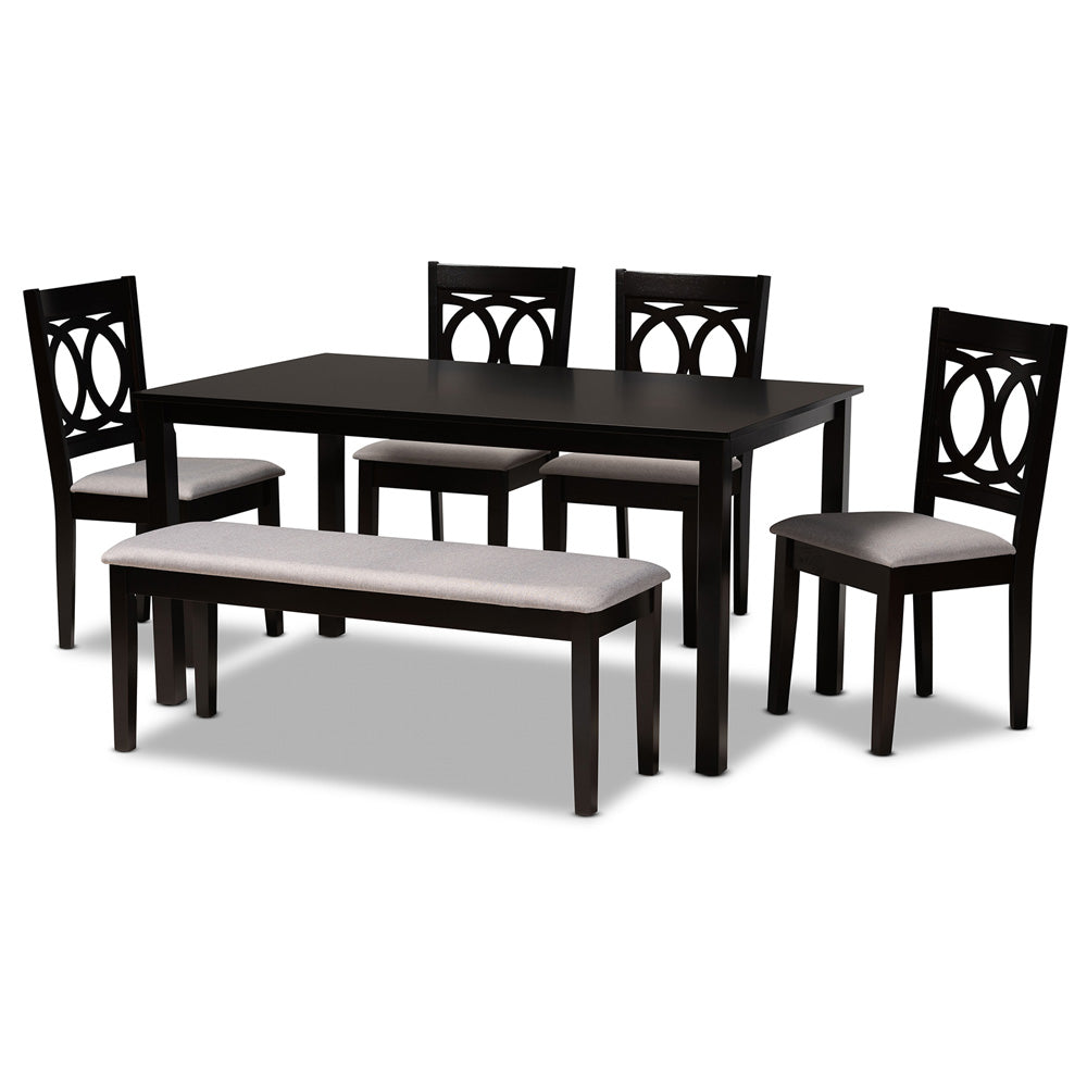 Baxton Studio - Bennett Dining Set in Grey/dark brown - RH315C-Grey/Dark Brown-6PC Dining Set view 1