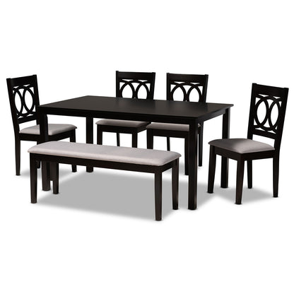 Baxton Studio - Bennett Dining Set in Grey/dark brown - RH315C-Grey/Dark Brown-6PC Dining Set view 1