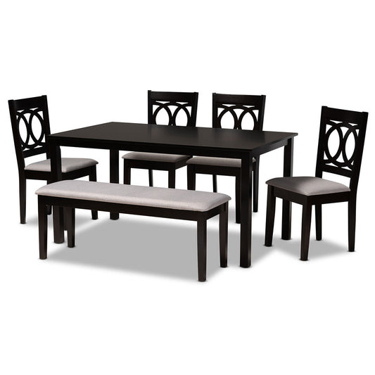 Baxton Studio - Bennett Dining Set in Grey/dark brown - RH315C-Grey/Dark Brown-6PC Dining Set view 1