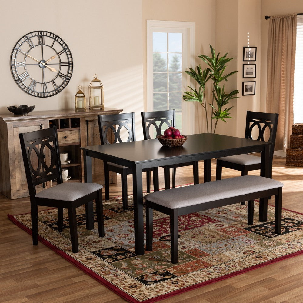 Baxton Studio - Bennett Dining Set in Grey/dark brown - RH315C-Grey/Dark Brown-6PC Dining Set view 7