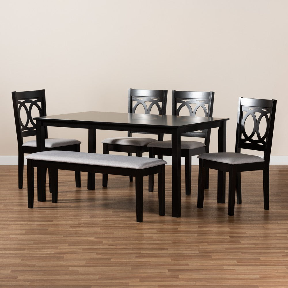 Baxton Studio - Bennett Dining Set in Grey/dark brown - RH315C-Grey/Dark Brown-6PC Dining Set view 8