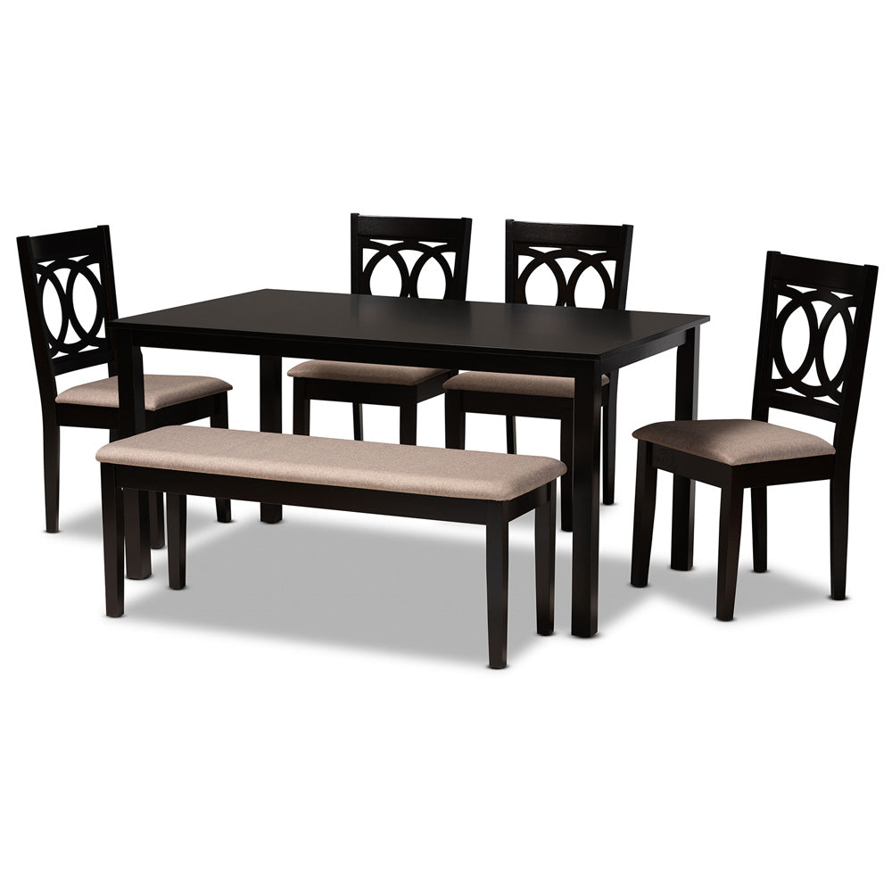 Baxton Studio - Bennett Dining Set in Sand/dark brown - RH315C-Sand/Dark Brown-6PC Dining Set view 1