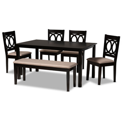 Baxton Studio - Bennett Dining Set in Sand/dark brown - RH315C-Sand/Dark Brown-6PC Dining Set view 1
