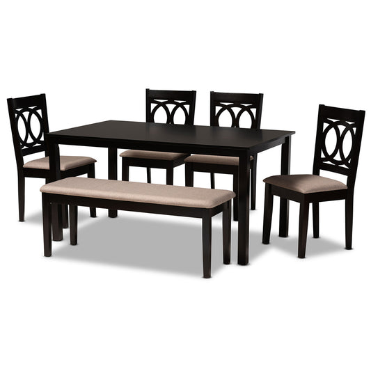 Baxton Studio - Bennett Dining Set in Sand/dark brown - RH315C-Sand/Dark Brown-6PC Dining Set view 1