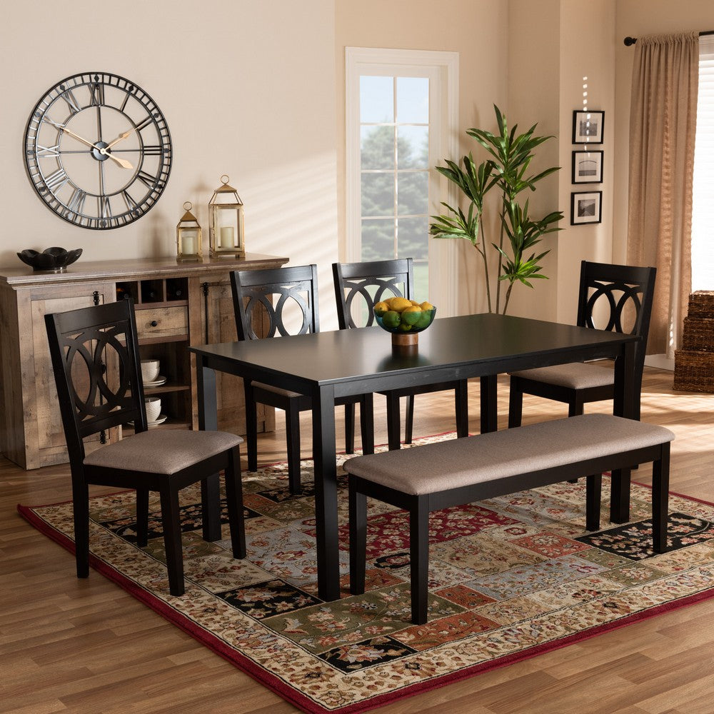 Baxton Studio - Bennett Dining Set in Sand/dark brown - RH315C-Sand/Dark Brown-6PC Dining Set view 7