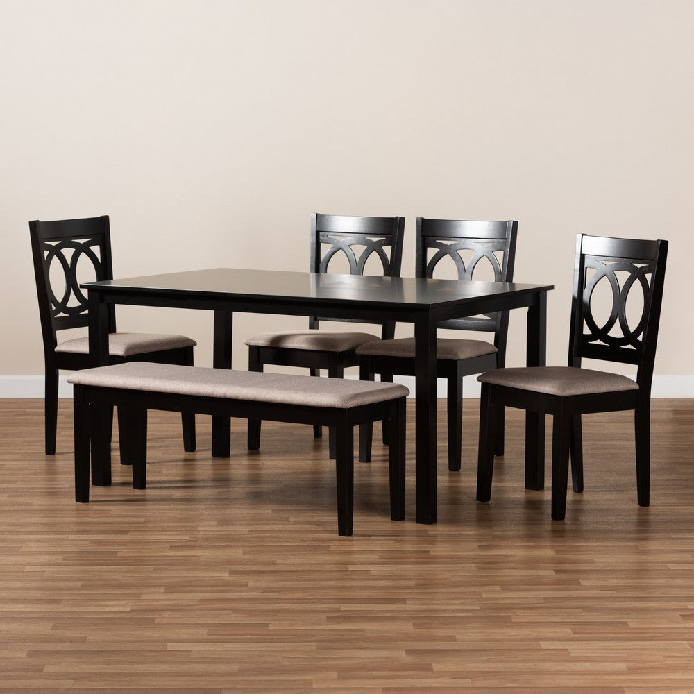 Baxton Studio - Bennett Dining Set in Sand/dark brown - RH315C-Sand/Dark Brown-6PC Dining Set view 8