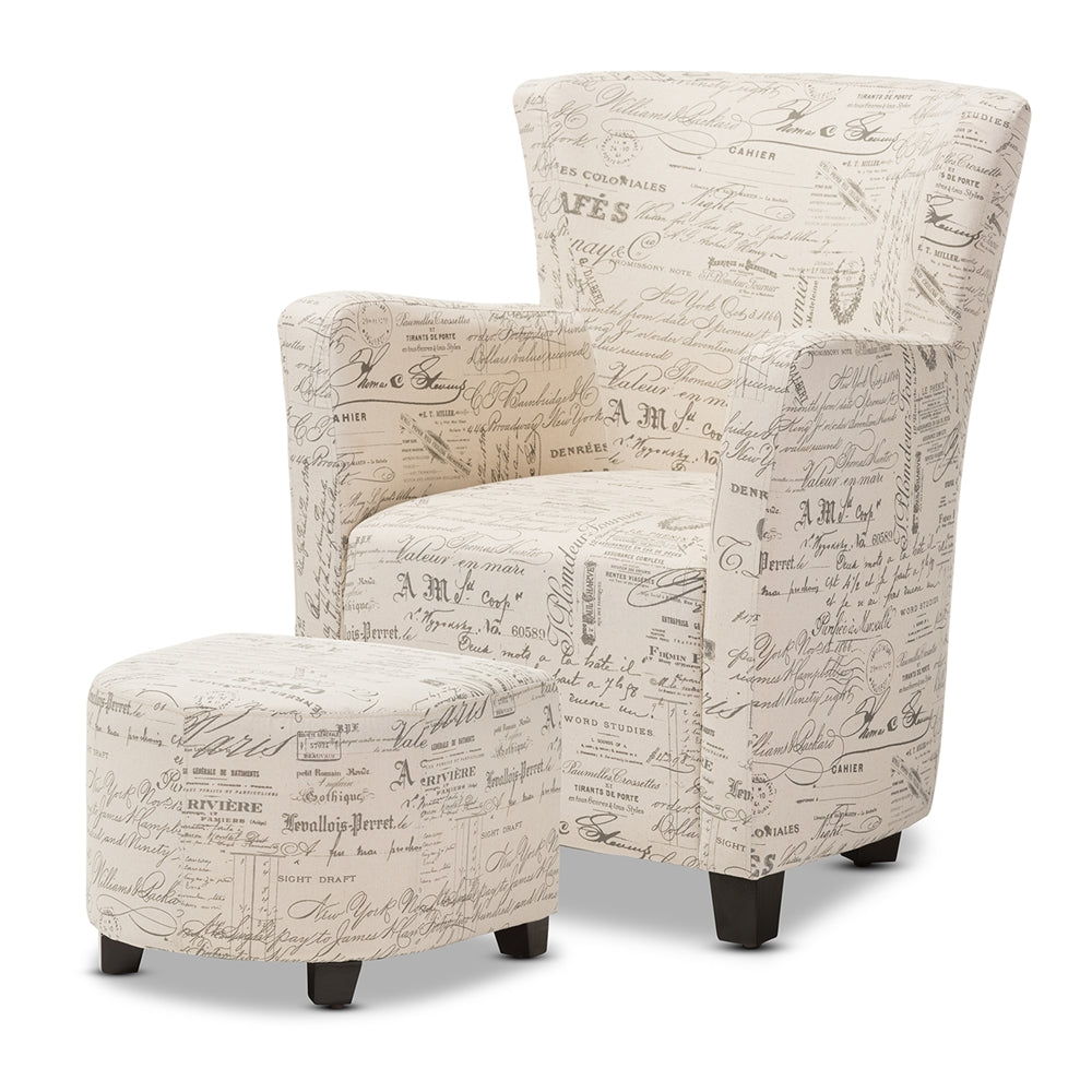 Baxton Studio - Benson Chair with Ottoman in Beige - WS-0710-Beige-L277 view 1
