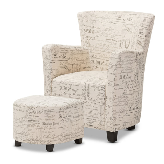 Baxton Studio - Benson Chair with Ottoman in Beige - WS-0710-Beige-L277 view 1