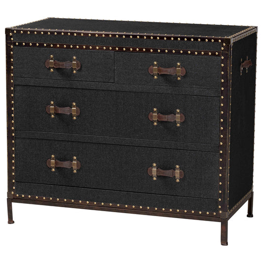 Baxton Studio - Benton Storage Cabinet in Black/Brown/Dark Brown - JY23B238-Black-Cabinet view 1