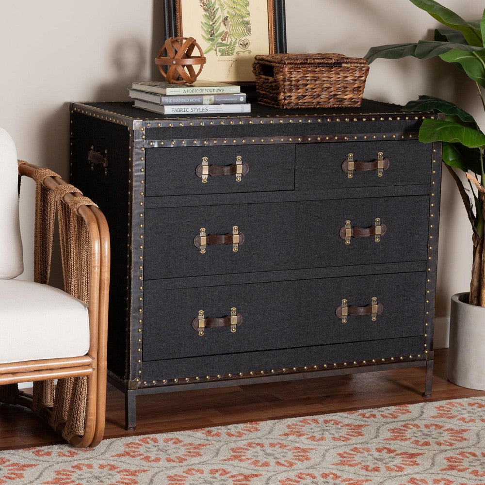Baxton Studio - Benton Storage Cabinet in Black/Brown/Dark Brown - JY23B238-Black-Cabinet view 9