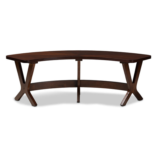 Baxton Studio - Berlin Dining Bench in Walnut - Berlin-Walnut-Bench view 2