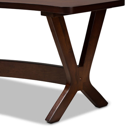 Baxton Studio - Berlin Dining Bench in Walnut - Berlin-Walnut-Bench view 4