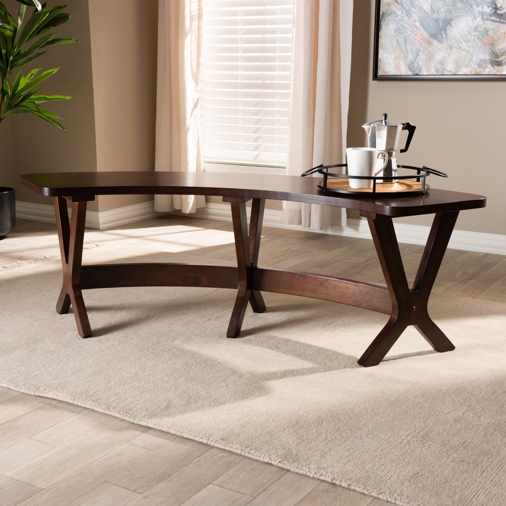 Baxton Studio - Berlin Dining Bench in Walnut - Berlin-Walnut-Bench view 5