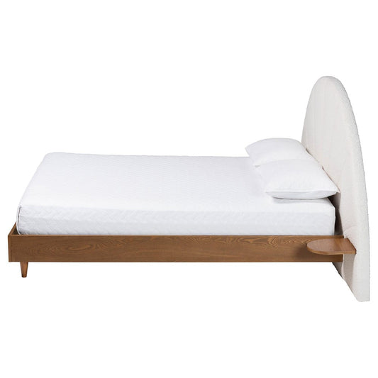Baxton Studio - Bernice King Size Bed in Cream/Walnut Brown - BBT61266-Cream/Walnut-King view 2