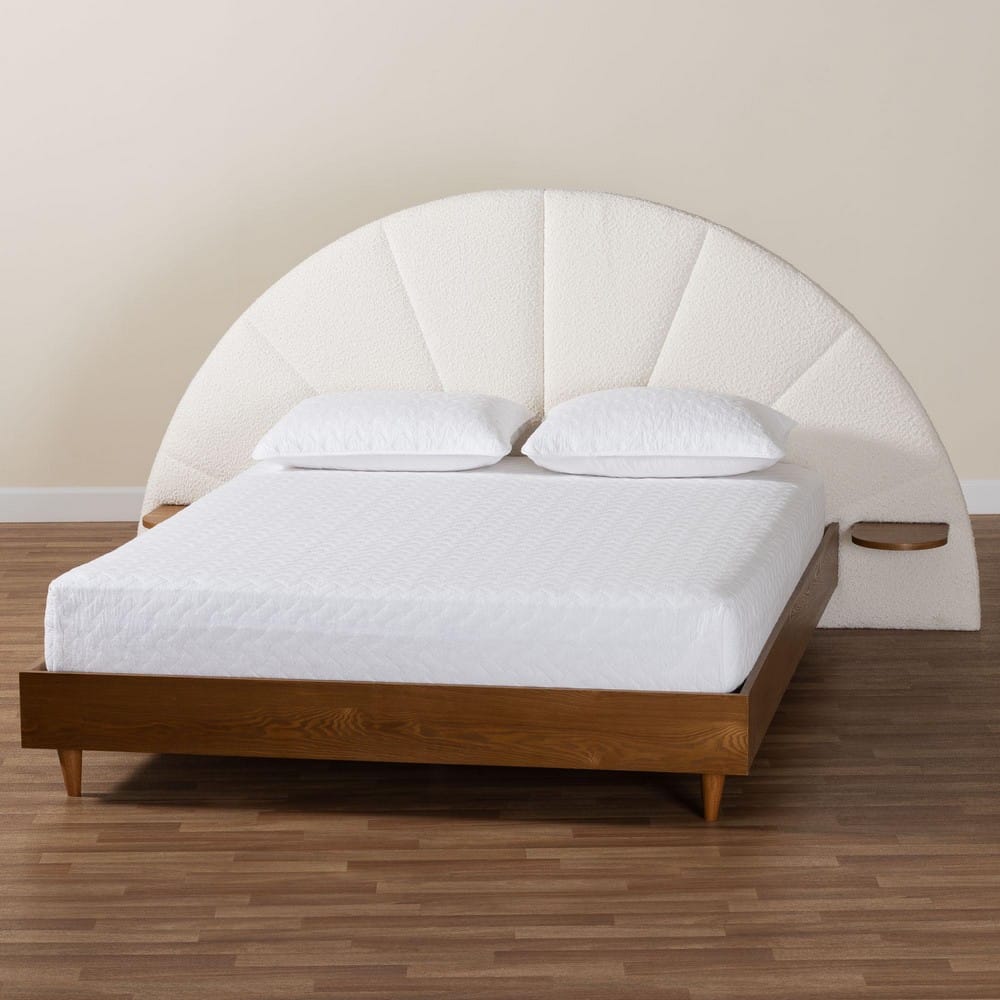 Baxton Studio - Bernice King Size Bed in Cream/Walnut Brown - BBT61266-Cream/Walnut-King view 9