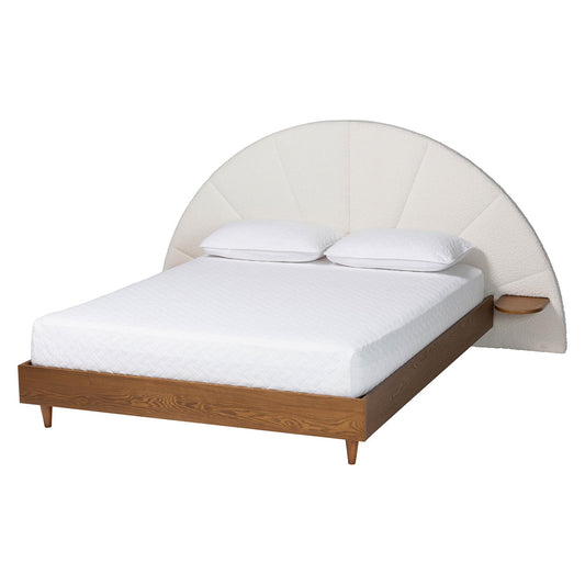 Baxton Studio - Bernice Queen Size Bed in Cream/Walnut Brown - BBT61266-Cream/Walnut-Queen view 1