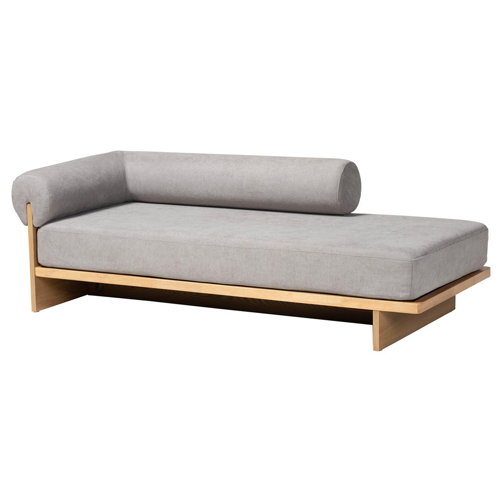 Baxton Studio - Bertille Chaise in Grey/Oak Brown - BBT8086-RB08-30 Grey/Oak-Chaise view 1