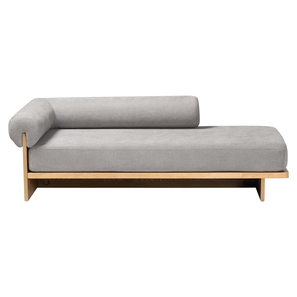 Baxton Studio - Bertille Chaise in Grey/Oak Brown - BBT8086-RB08-30 Grey/Oak-Chaise view 2