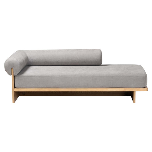 Baxton Studio - Bertille Chaise in Grey/Oak Brown - BBT8086-RB08-30 Grey/Oak-Chaise view 2